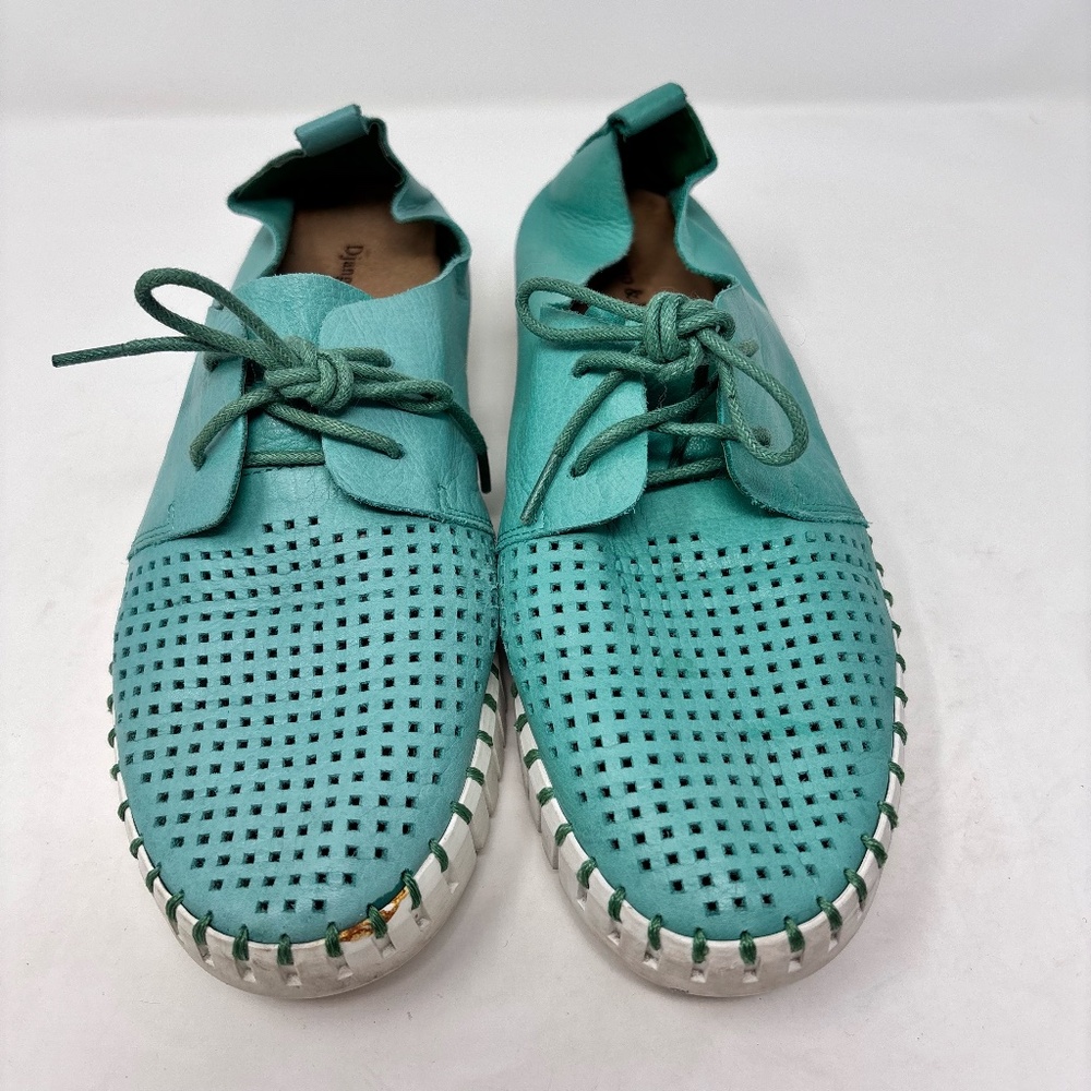 Django & Juliette Huston Teal Leather Platform Sneaker Size 38